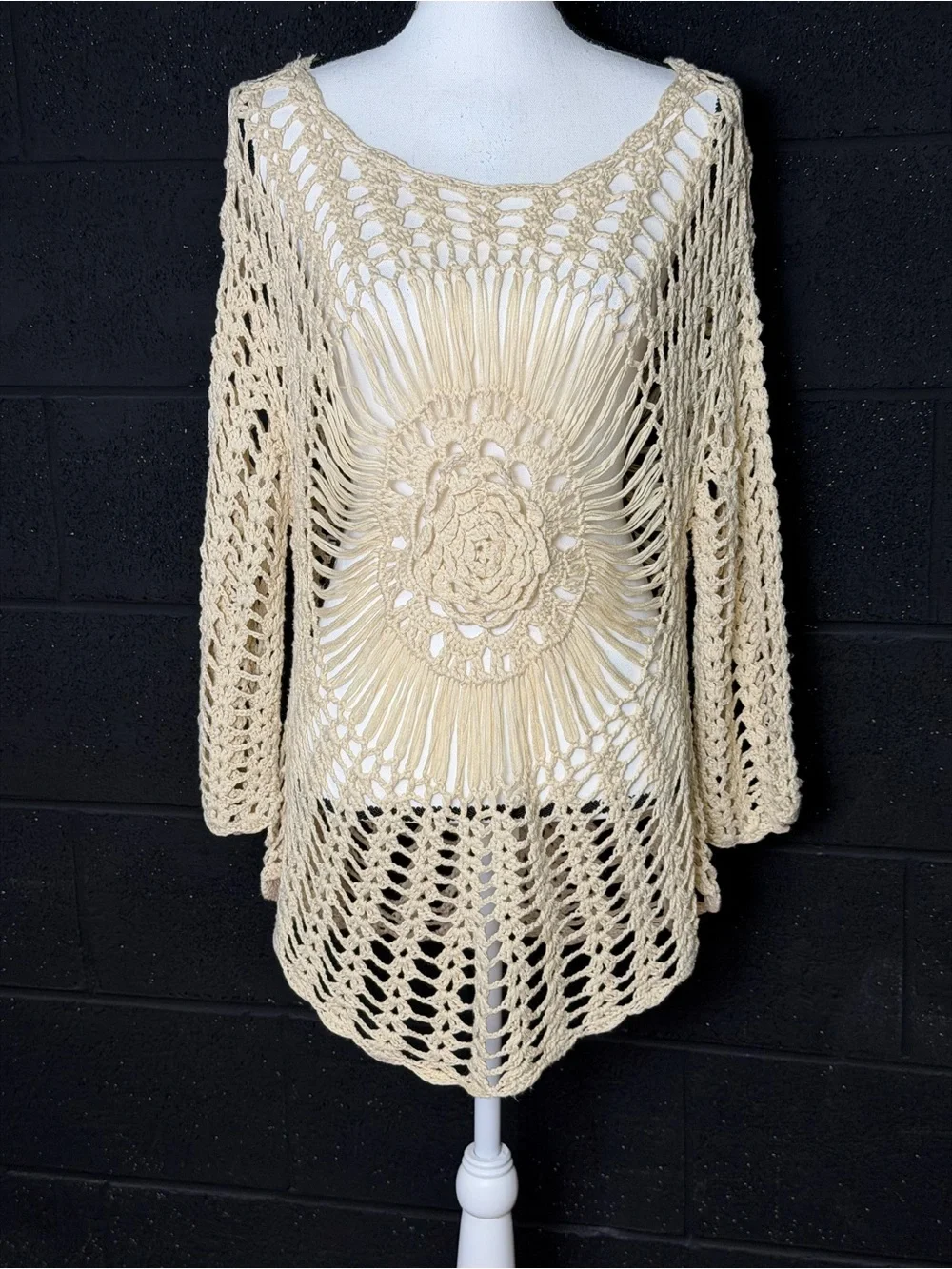 Gorgeous Crochet Swim Cover-Up Tunic Style  - natural boho look